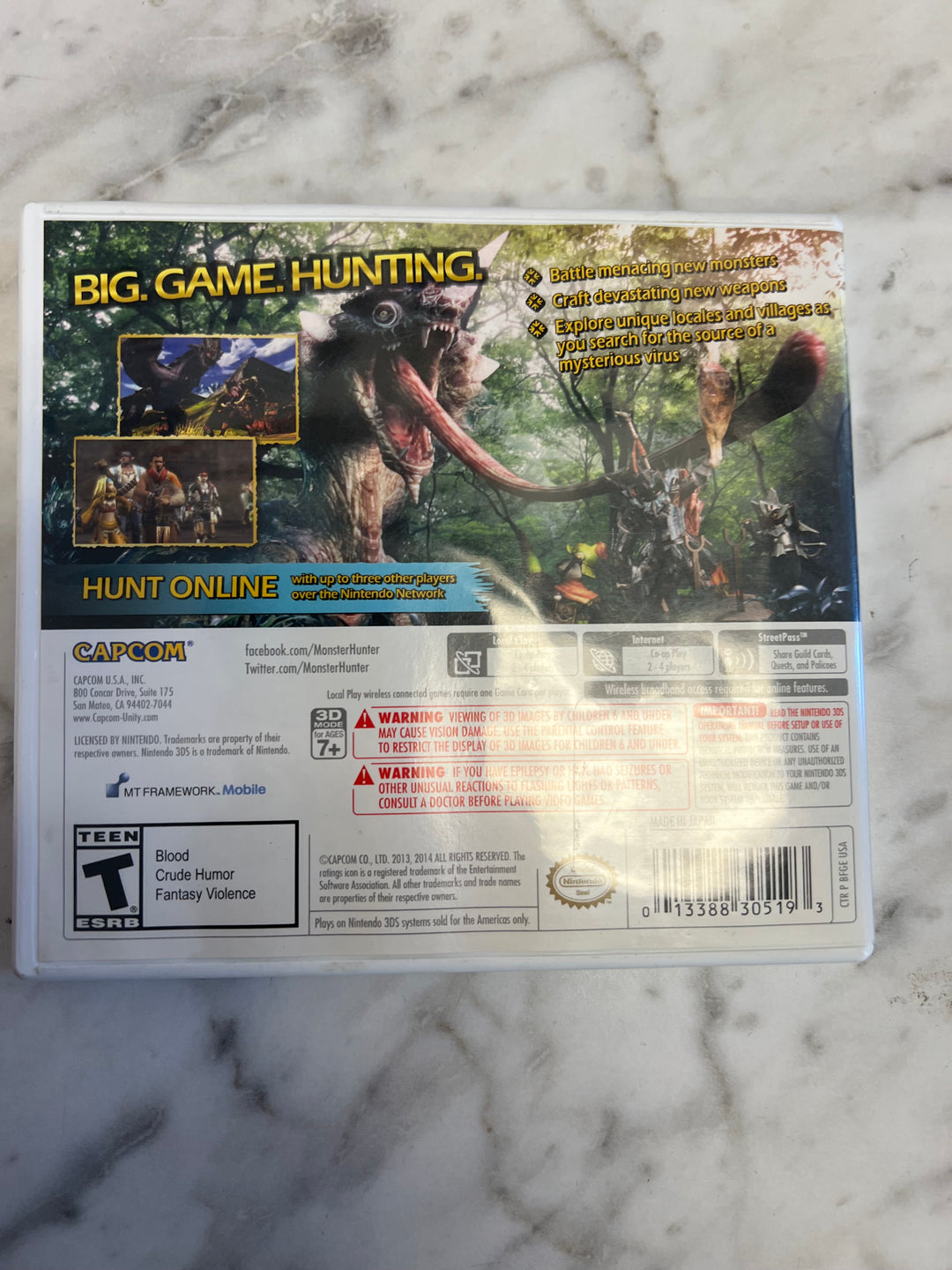 Monster Hunter 4 Ultimate Nintendo 3DS CASE & Manual ONLY C4925