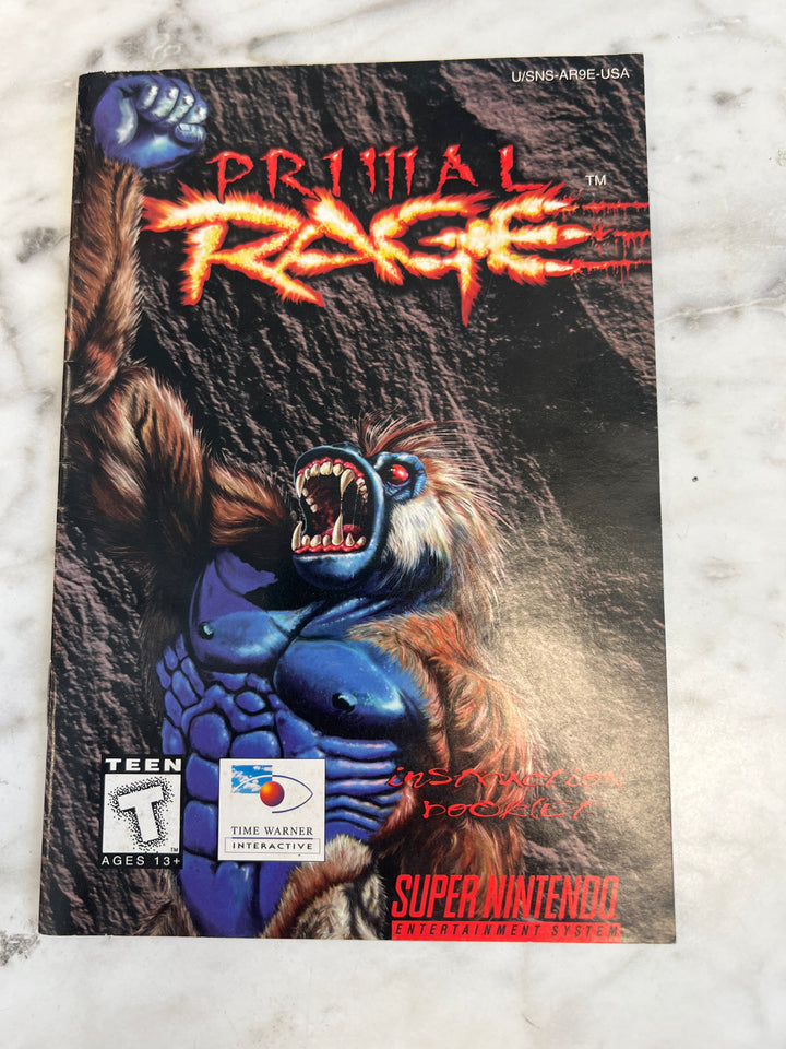 Primal Rage SNES Super Nintendo Manual ONLY M4925