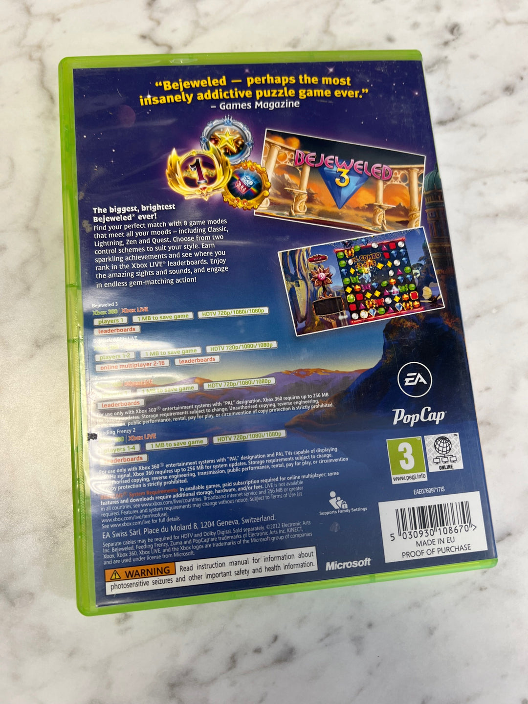 Bejeweled 3 US Seller Xbox 360 *PAL Version* IMP7324