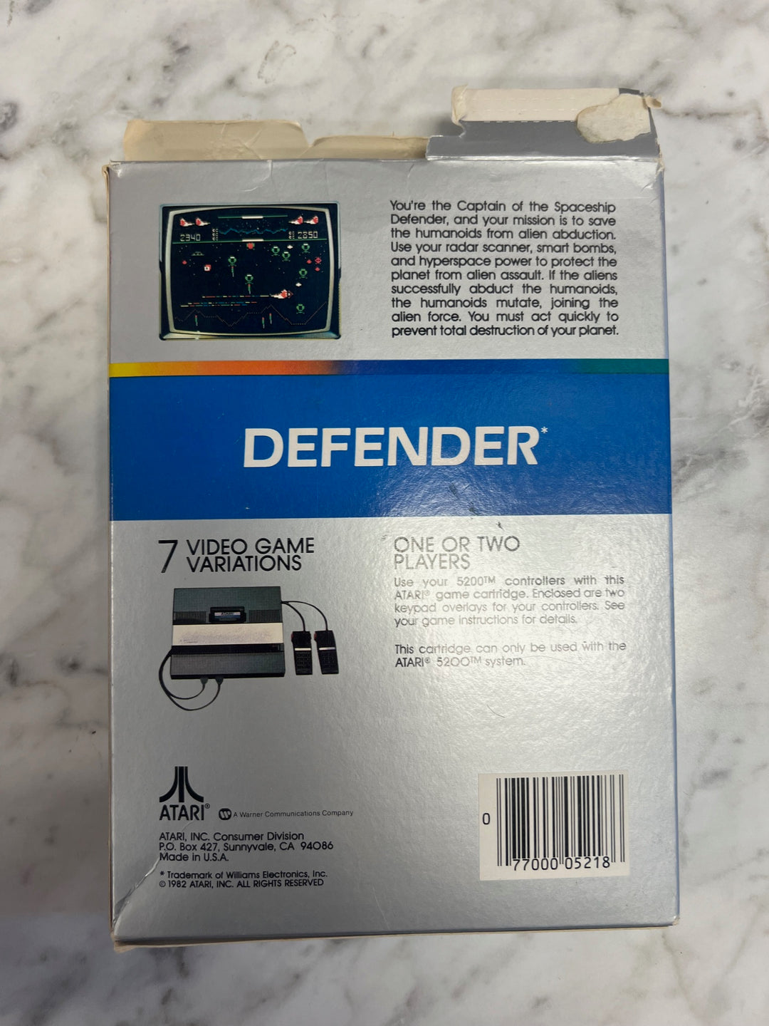 Defender for Atari 5200 With box and manual Untested DU7324