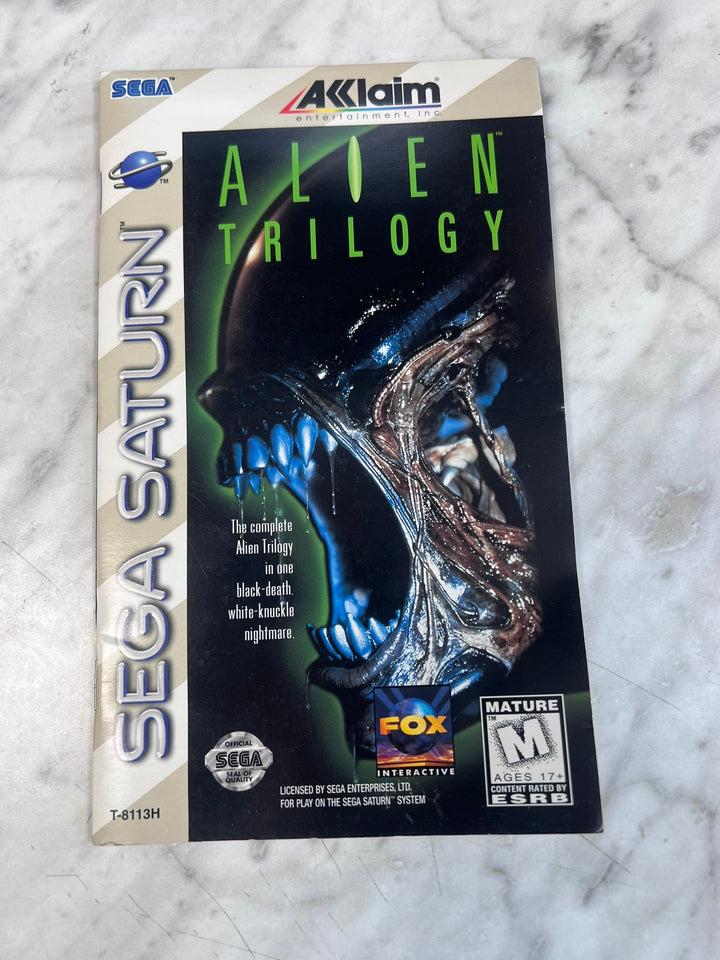 Alien Trilogy Sega Saturn MANUAL ONLY w/ reg card intact MO12726