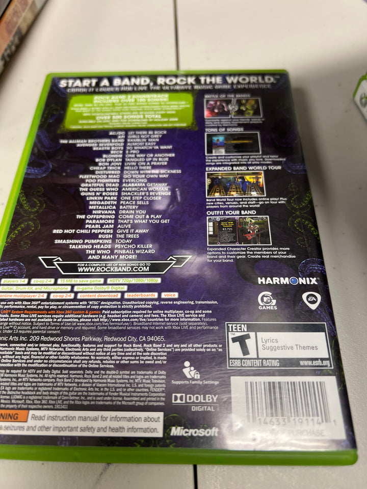 Rock Band 2 for Microsoft Xbox 360 in case. Tested and working.     DO61024