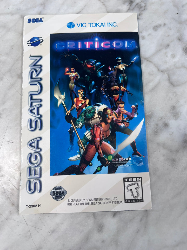 Criticom Sega Saturn MANUAL ONLY (Cover separated missing back) MO12726