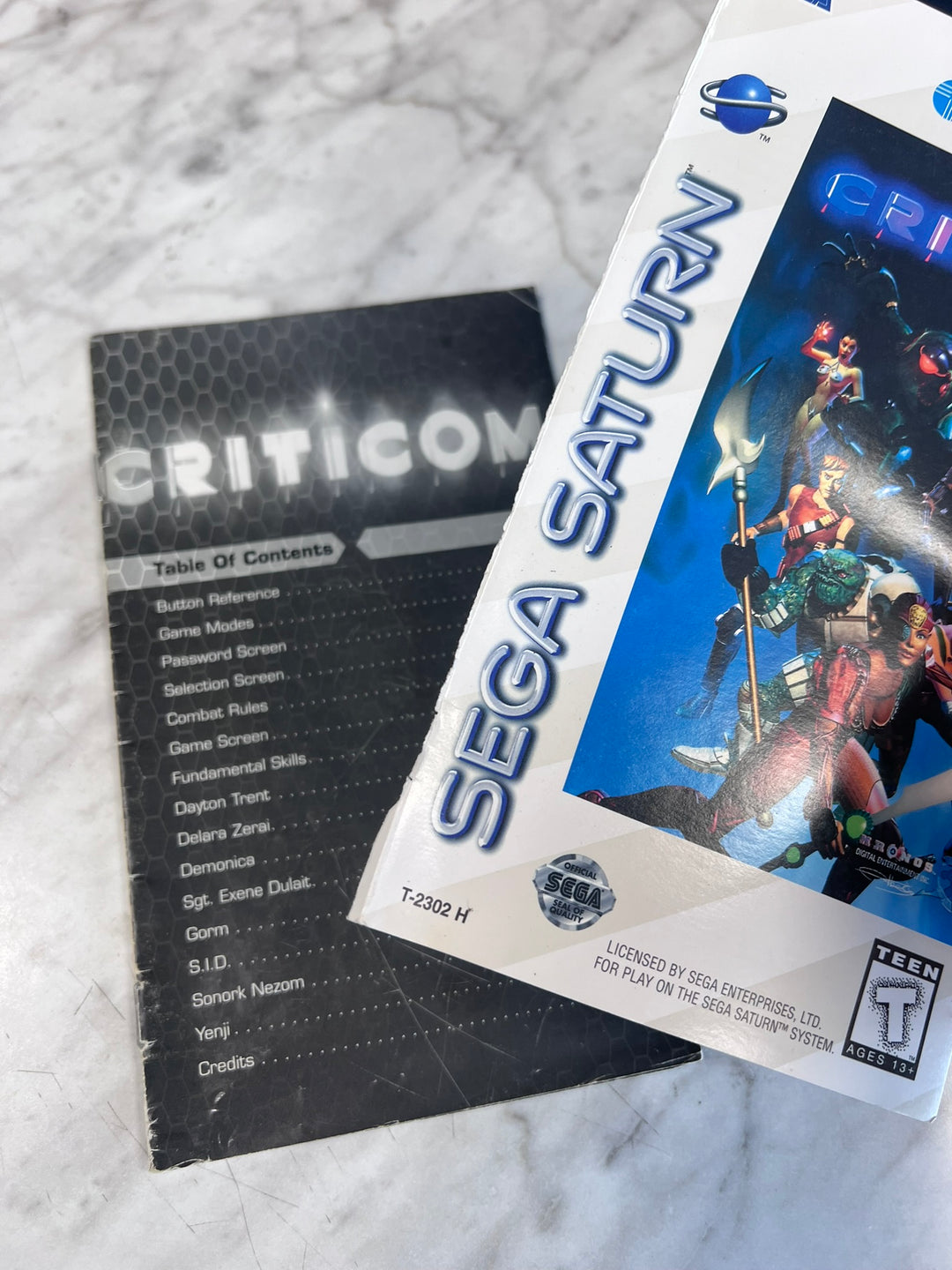 Criticom Sega Saturn MANUAL ONLY (Cover separated missing back) MO12726