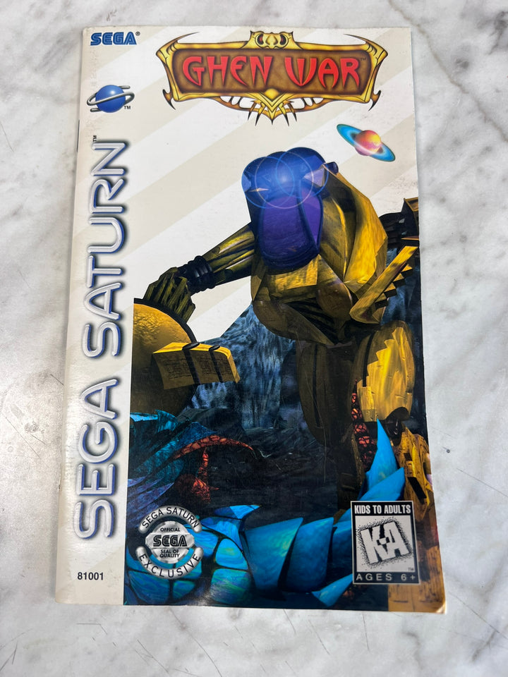 Ghen War Sega Saturn MANUAL ONLY MO12726