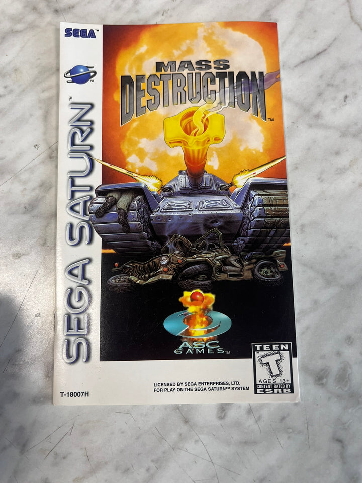 Mass Destruction Sega Saturn MANUAL ONLY MO12726