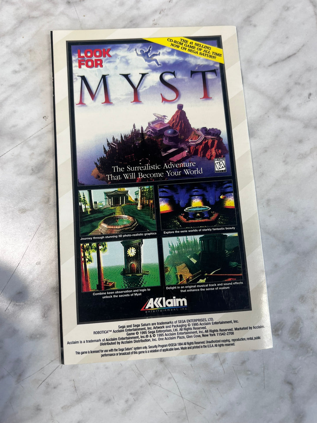 Robotica Sega Saturn MANUAL ONLY w/ reg card MO12726