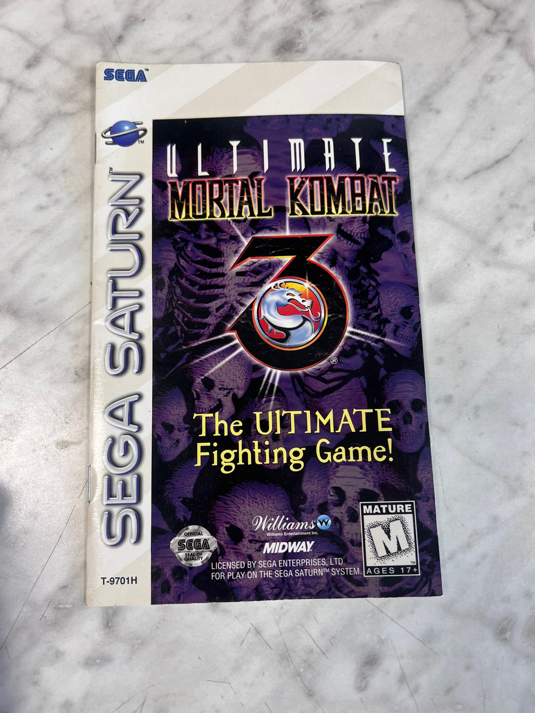 Ultimate Mortal Kombat 3 Sega Saturn MANUAL ONLY (Reg card torn out) MO12726