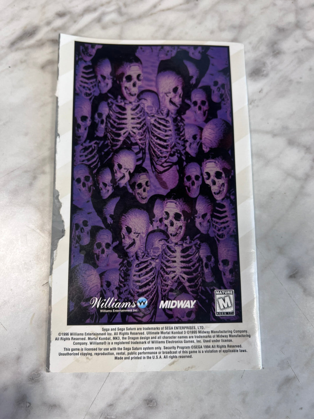 Ultimate Mortal Kombat 3 Sega Saturn MANUAL ONLY (Reg card torn out) MO12726