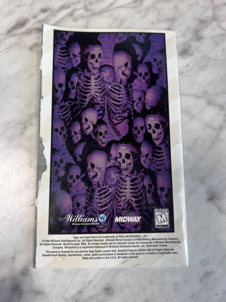 Ultimate Mortal Kombat 3 Sega Saturn MANUAL ONLY (Reg card torn out) MO12726