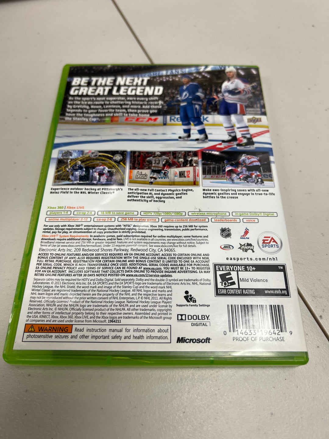 NHL 12 for Microsoft Xbox 360 in case. Tested and working.     DO61024