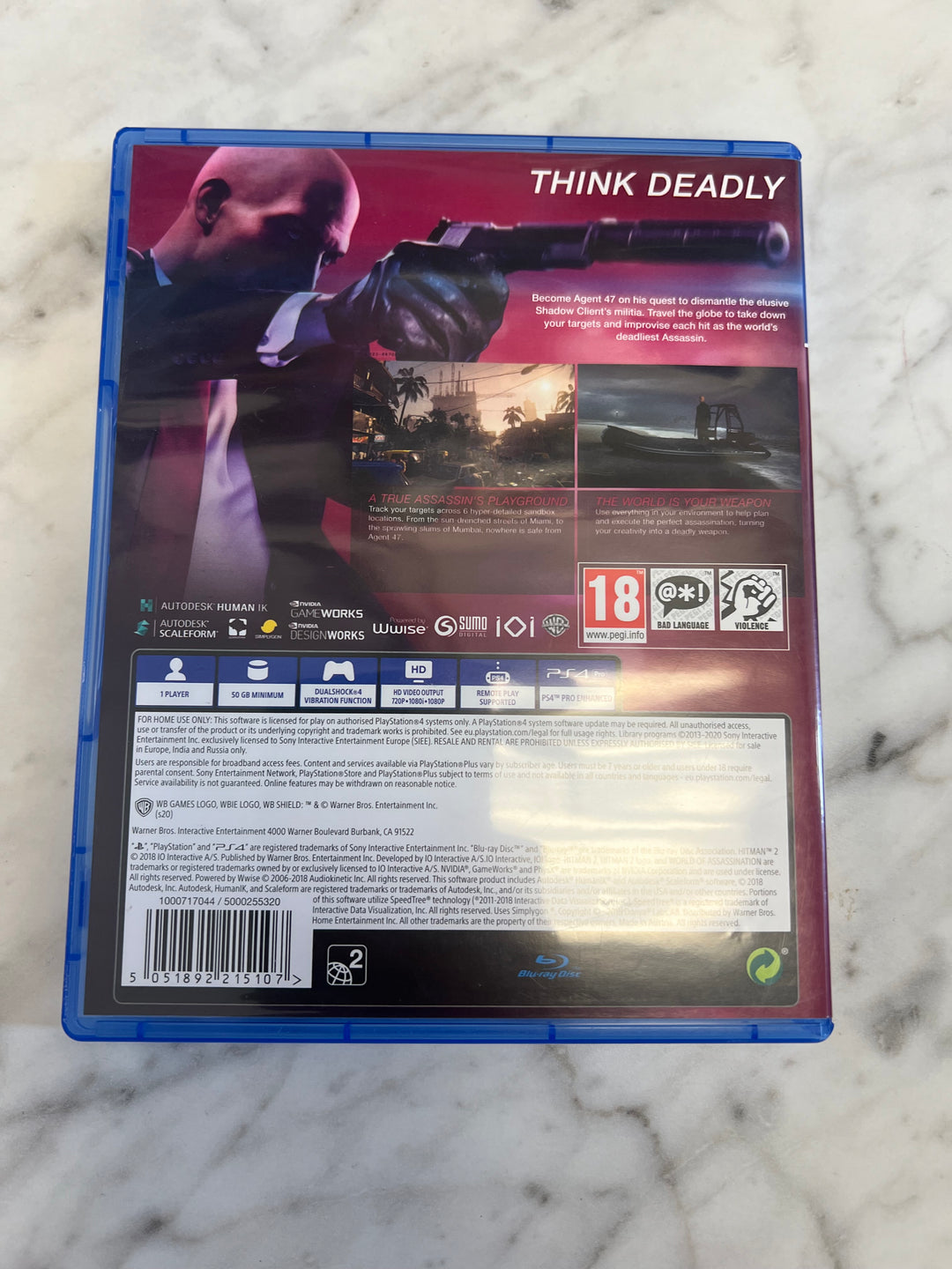 Hitman 2 for Playstation 4 PS4 PEGI Import Used, Tested and Working D7824