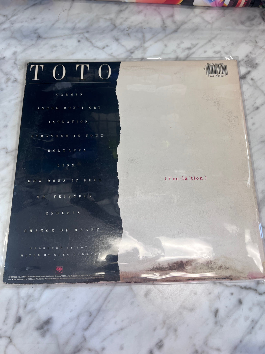 Toto - Isolation  (VG+) Condition Vinyl Record BOS10225