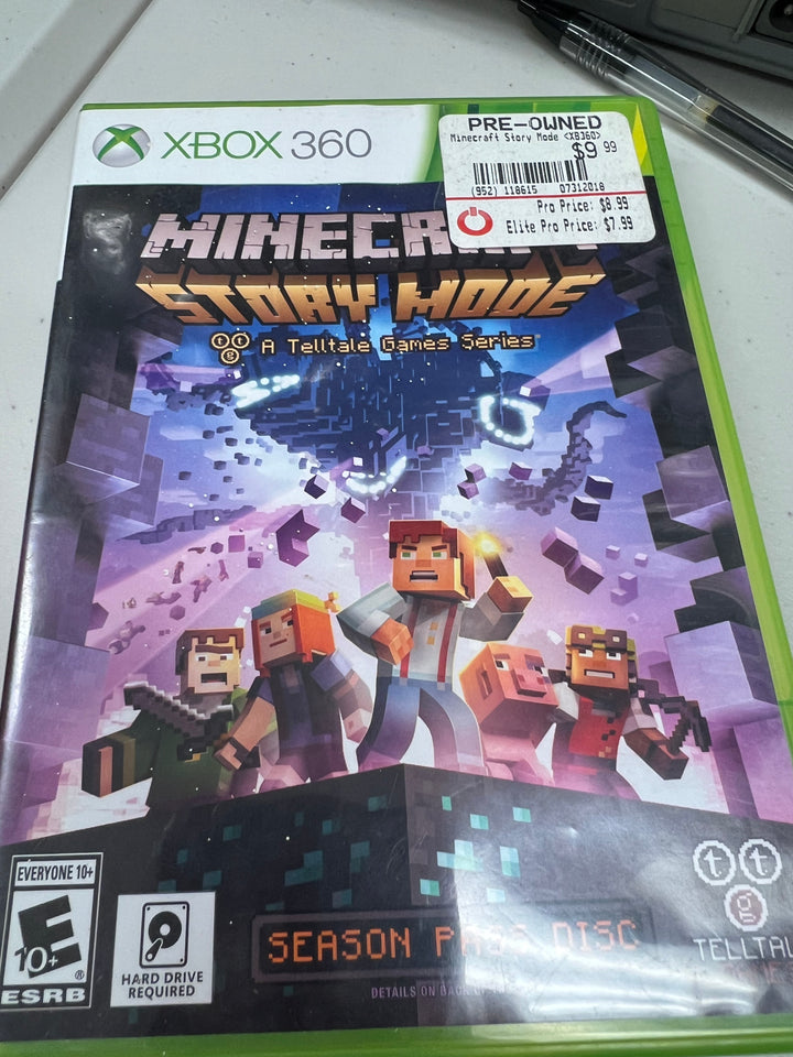 Minecraft Story Mode Season Pass Disc for Microsoft Xbox 360 in case. Tested and working.     DO61024