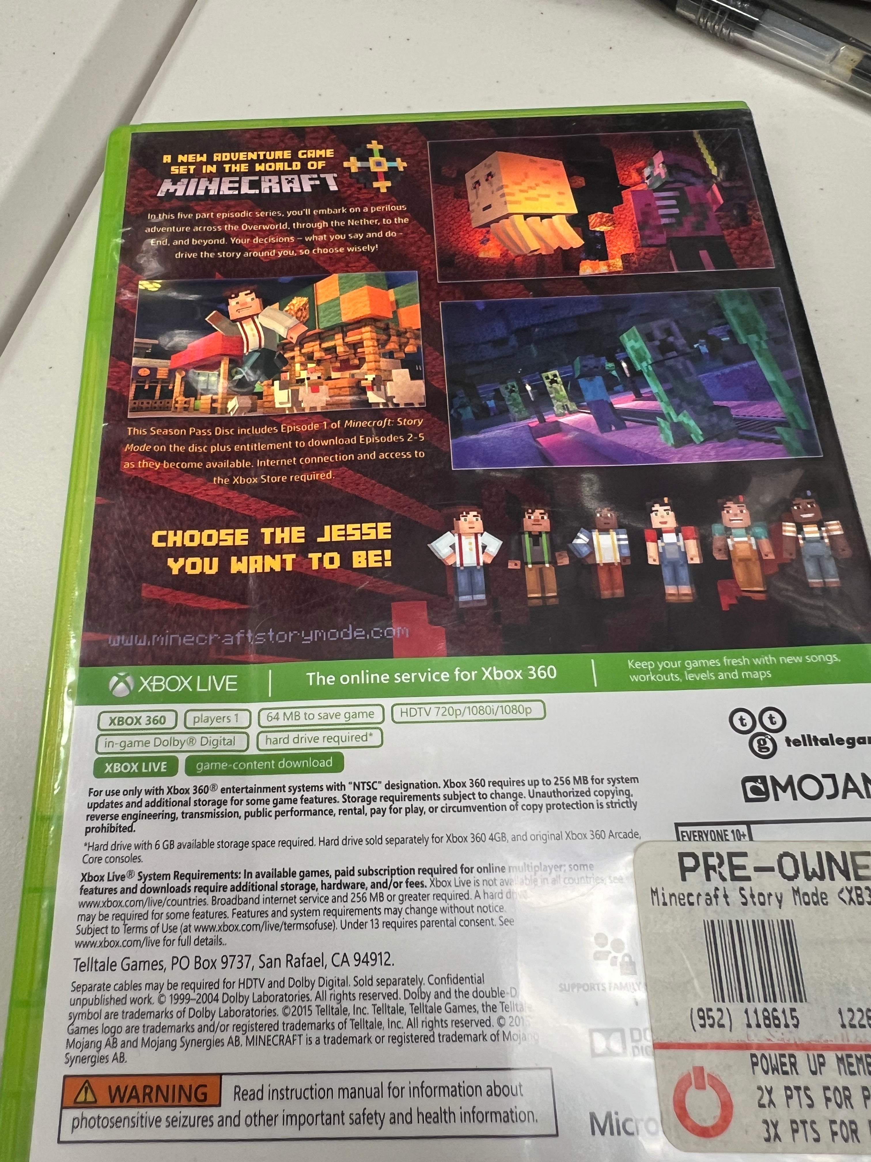 Minecraft: Story Mode - Season Pass Disc on sale - Xbox 360 EUC