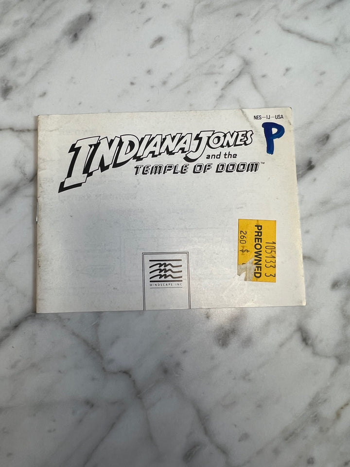 Indiana Jones and the Temple of Doom for Original Nintendo NES MANUAL ONLY   MO121924