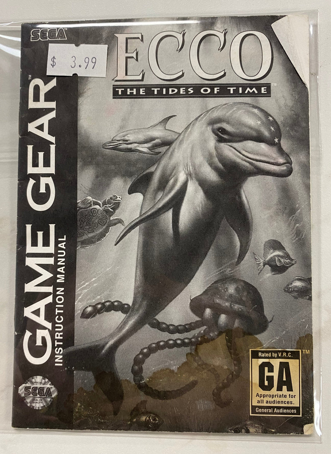 Ecco the Tides of Time - Sega Game Gear Manual Only *Damaged* MO61026