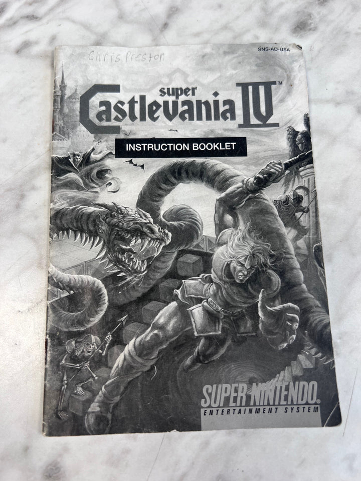 Super Castlevania IV SNES Super Nintendo MANUAL ONLY WRITING ON COVER  MO101225