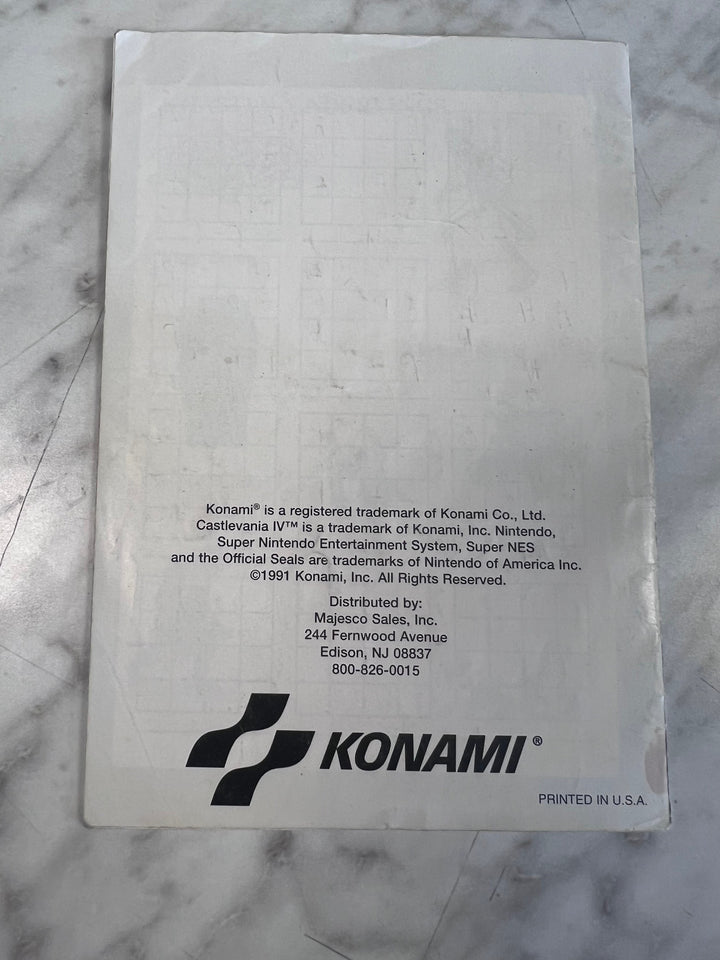 Super Castlevania IV SNES Super Nintendo MANUAL ONLY WRITING ON COVER  MO101225