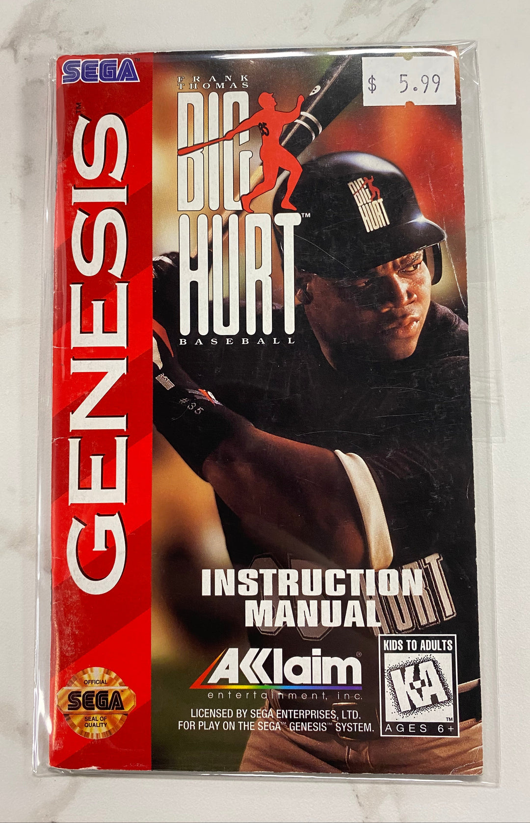Frank Thomas' Big Hurt Baseball - Sega Genesis Manual Only MO61026