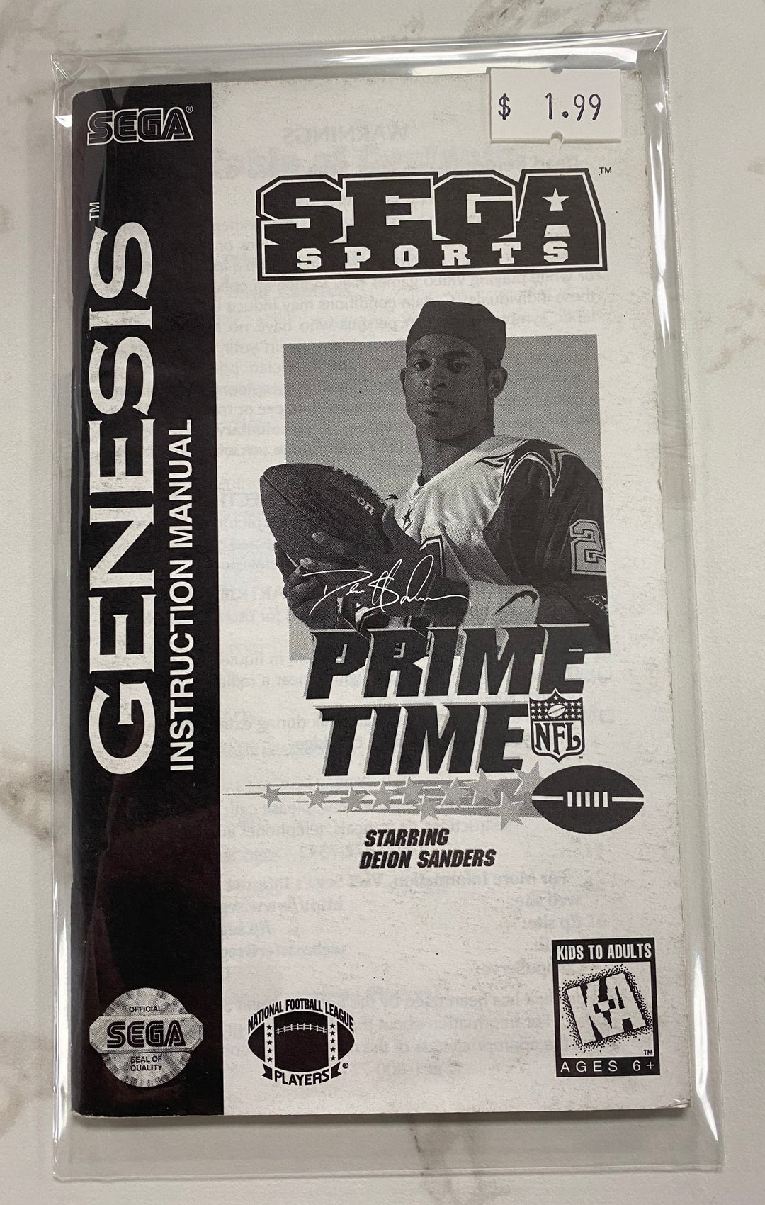 Sega Sports Prime Time NFL - Sega Genesis Manual Only MO61026