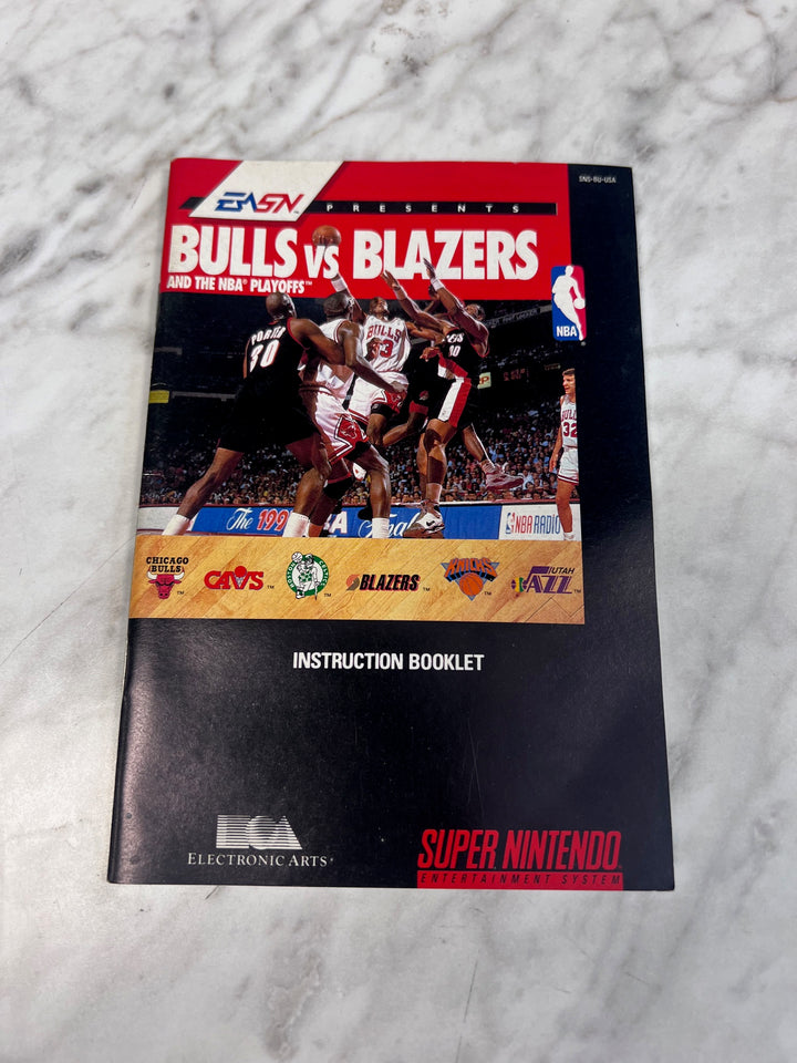Bulls Vs Blazers SNES Super Nintendo MANUAL ONLY  MO101225