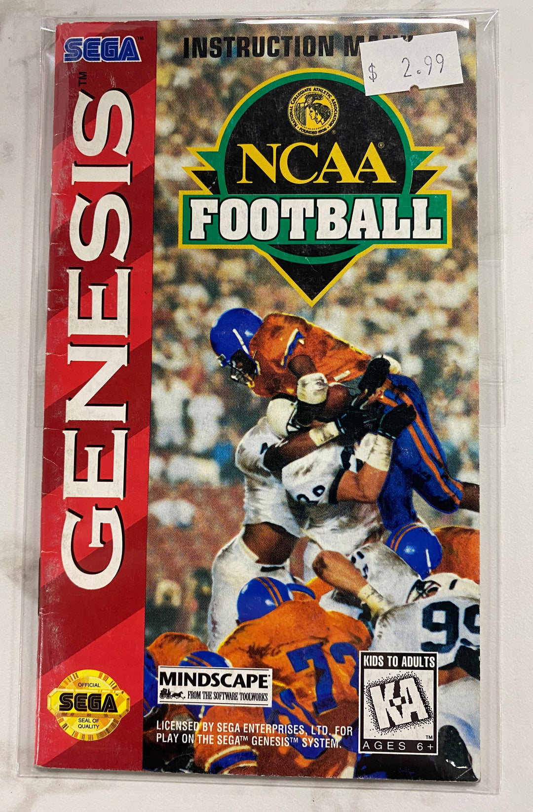 NCAA Football - Sega Genesis Manual Only MO61026