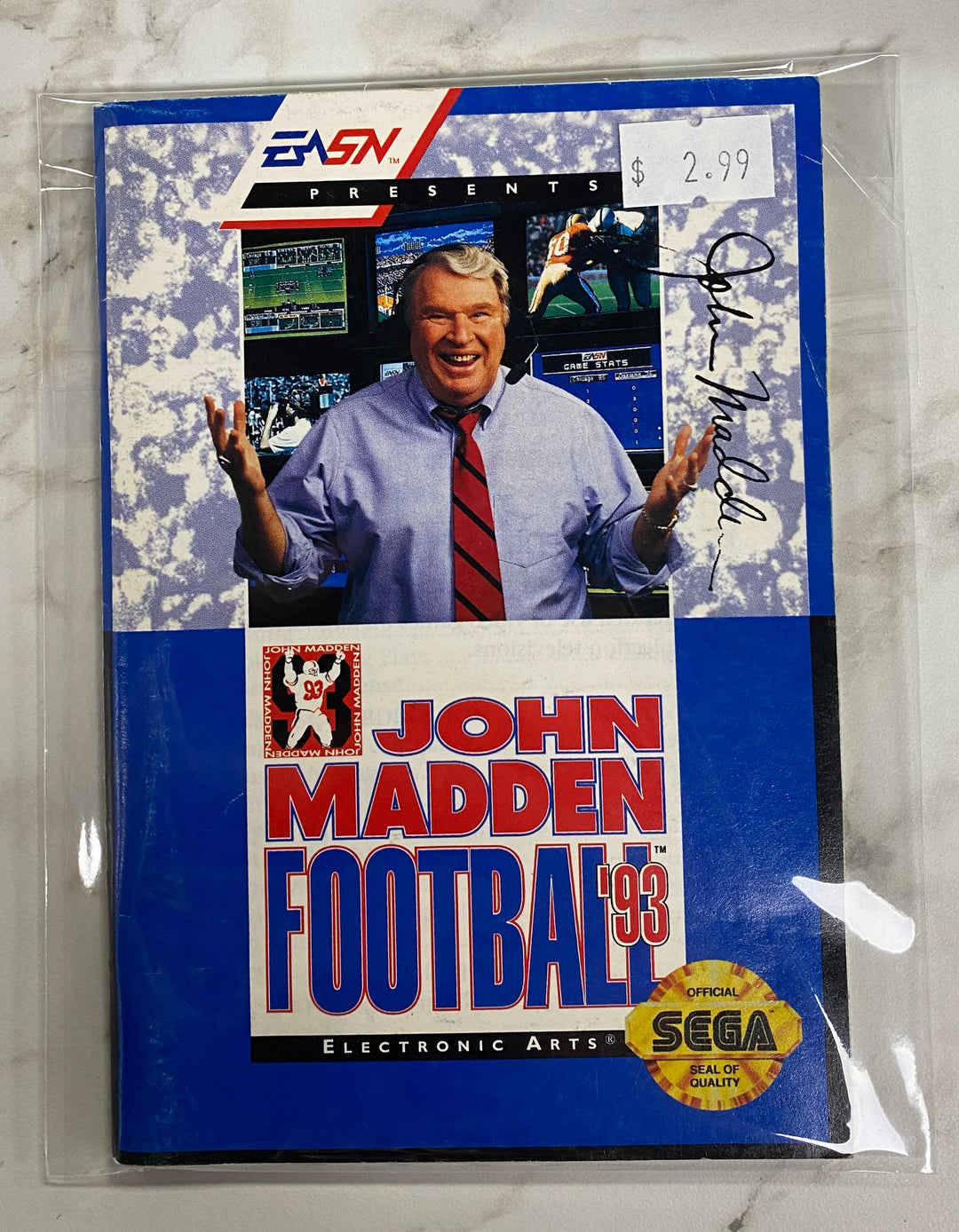 John Madden Football '93 - Sega Genesis Manual ONLY MO61026