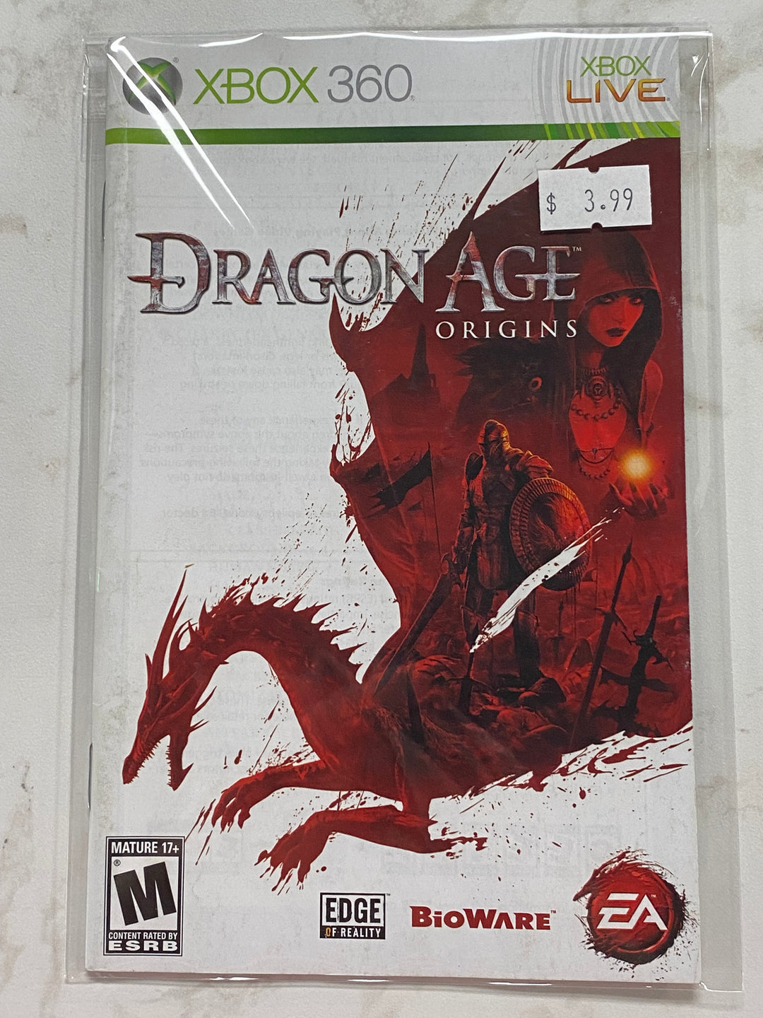 Dragon Age Origins - Xbox 360 MANUAL ONLY MO61126