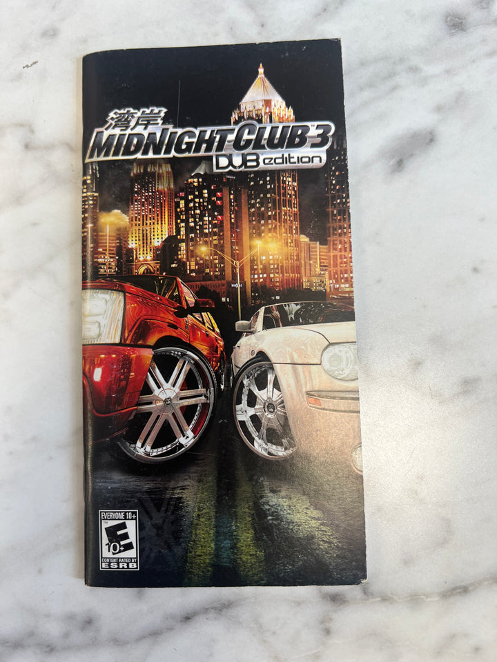 Midnight Club 3 Dub Edition for PSP Playstation Portable MANUAL ONLY MO92324