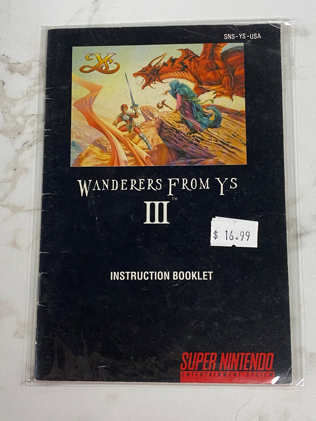 Ys III Wanderers from Ys - SNES MANUAL ONLY MO61126