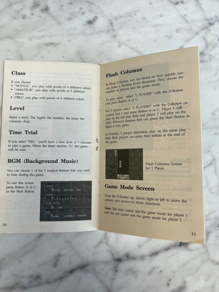 Columns for Sega Game Gear MANUAL ONLY MO92324