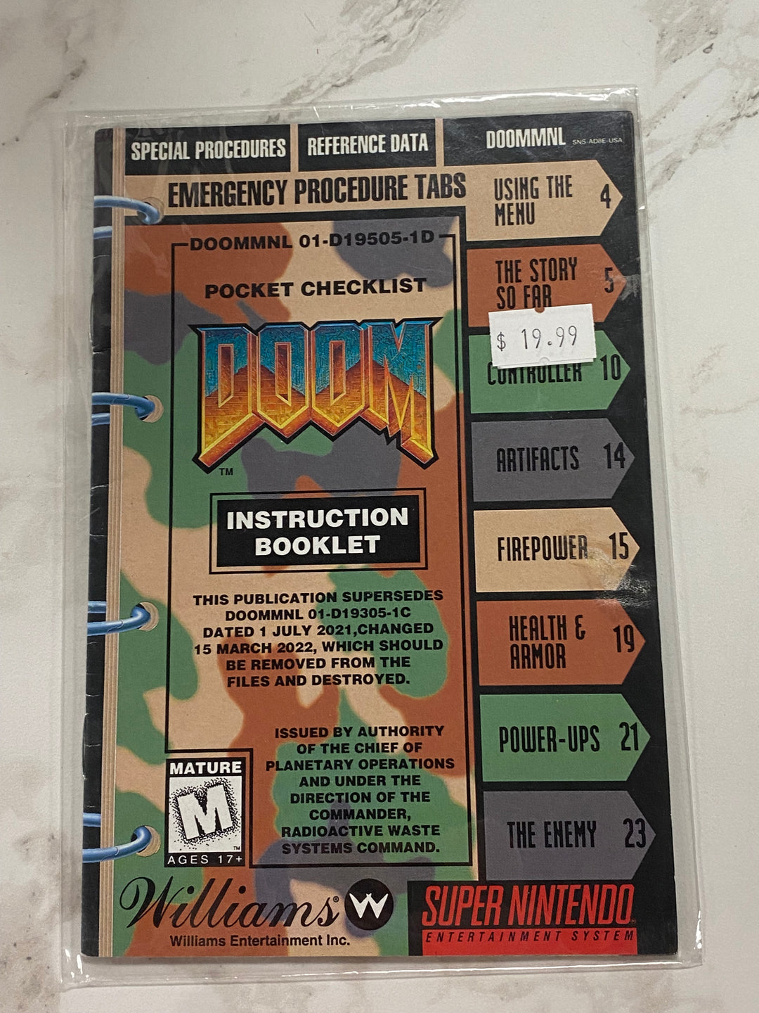 DOOM - SNES Super Nintendo MANUAL ONLY MO61126