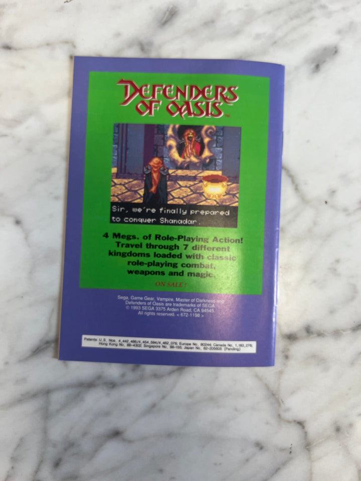 Vampire Master of Darkness for Sega Game Gear MANUAL ONLY MO92324