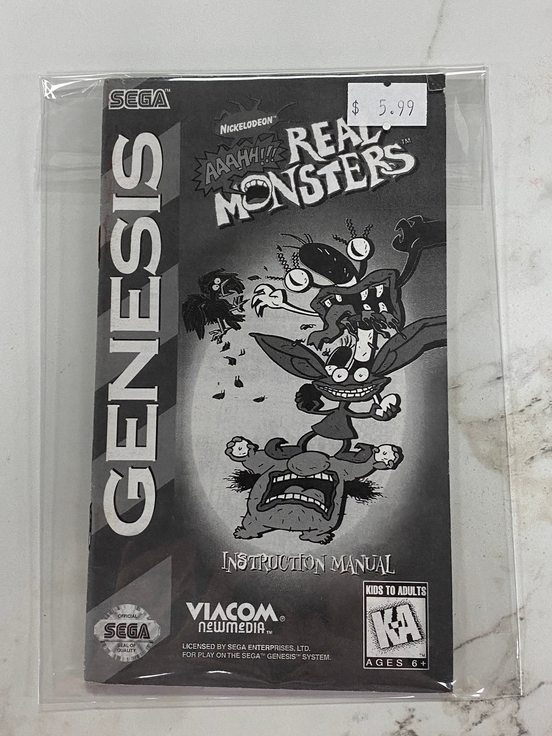 AAAHH Real Monsters  - Sega Genesis Manual ONLY MO61226