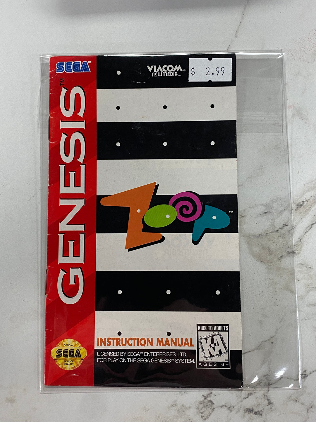 Zoop - Sega Genesis Manual ONLY MO61226