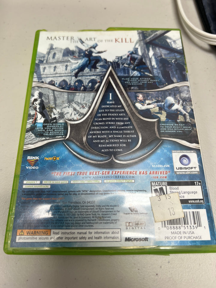 Assassin's Creed for Microsoft Xbox 360 in case. Tested and Working.     UD91624