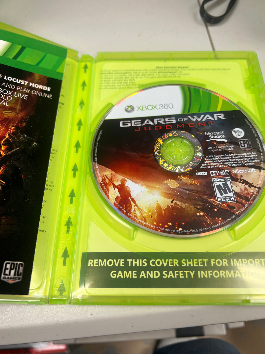 Gears of War Judgement for Microsoft Xbox 360 in case. Tested and Working.     UD102024