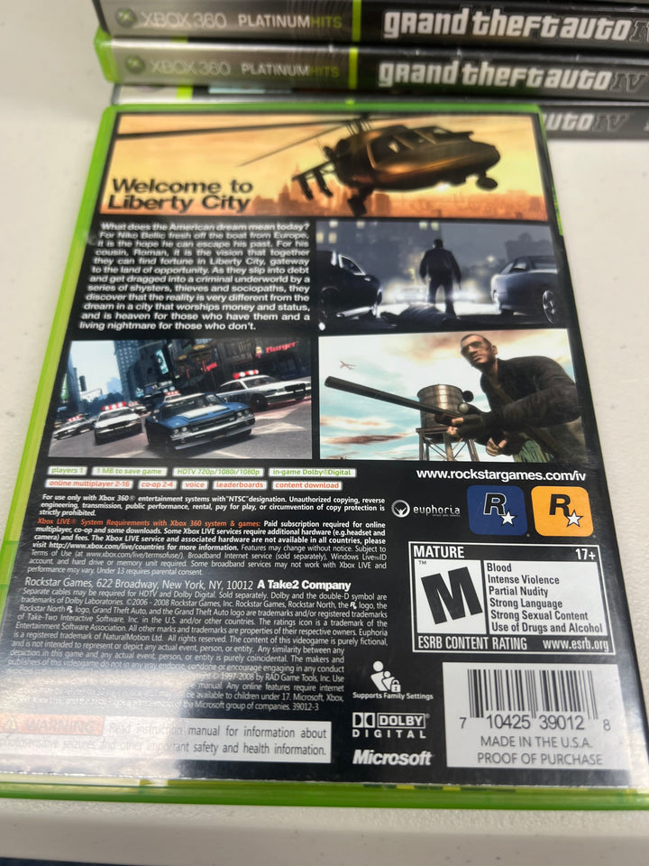 Grand Theft Auto IV for Microsoft Xbox 360 in case. Tested and working.     DO61024