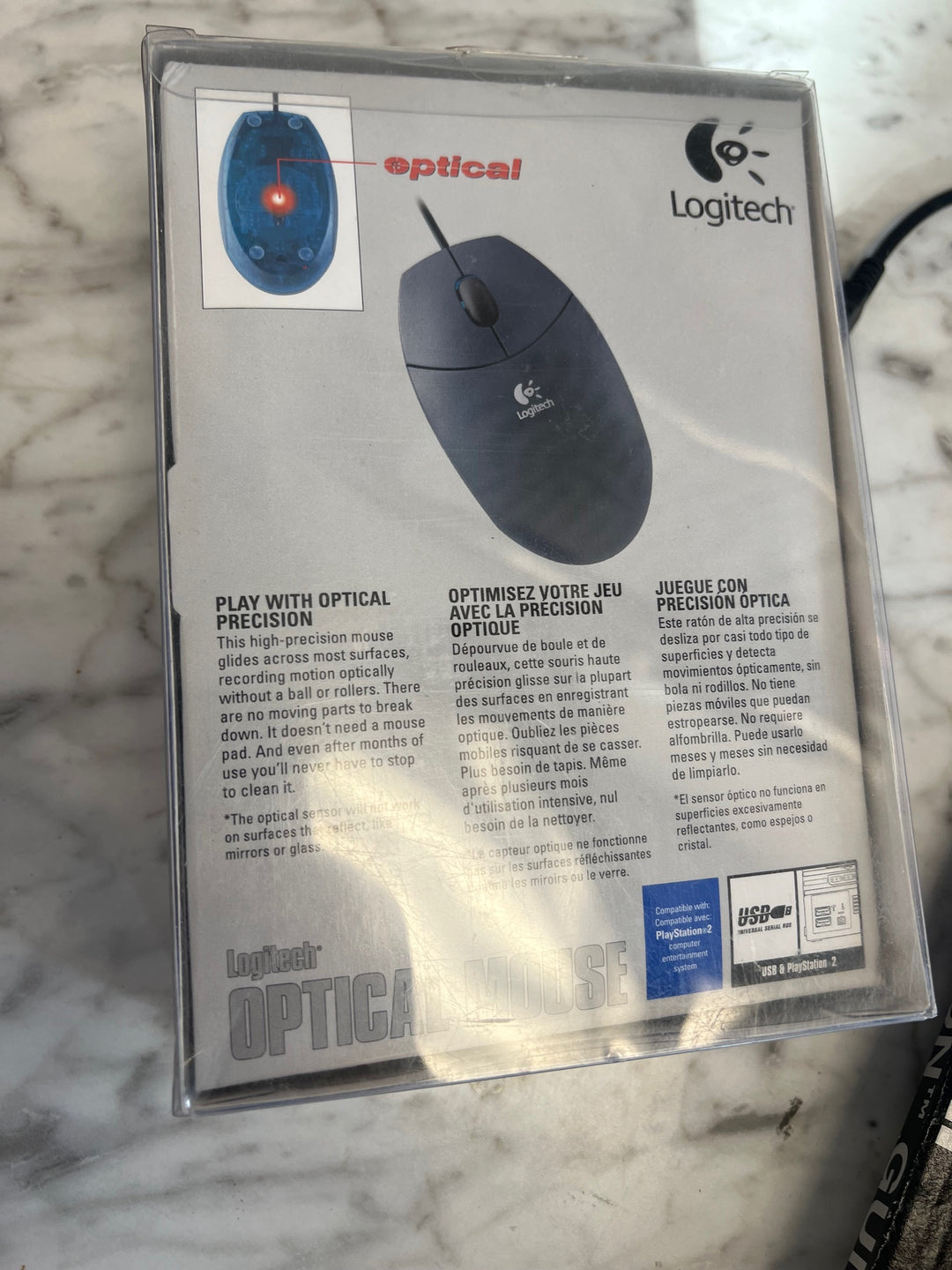 Logitech PS2 Playstation 2 Optical Mouse in Box Used Tested  UA42125