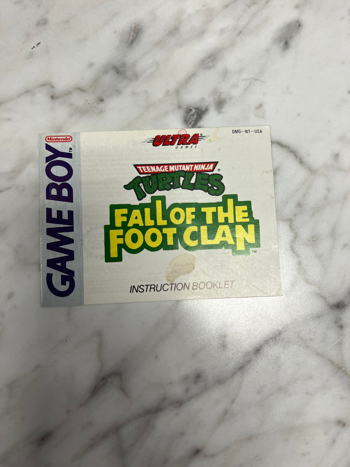 Teenage Mutant Ninja Turtles Fall of the Foot Clan for Nintendo Game Boy Gameboy MANUAL ONLY MO92324