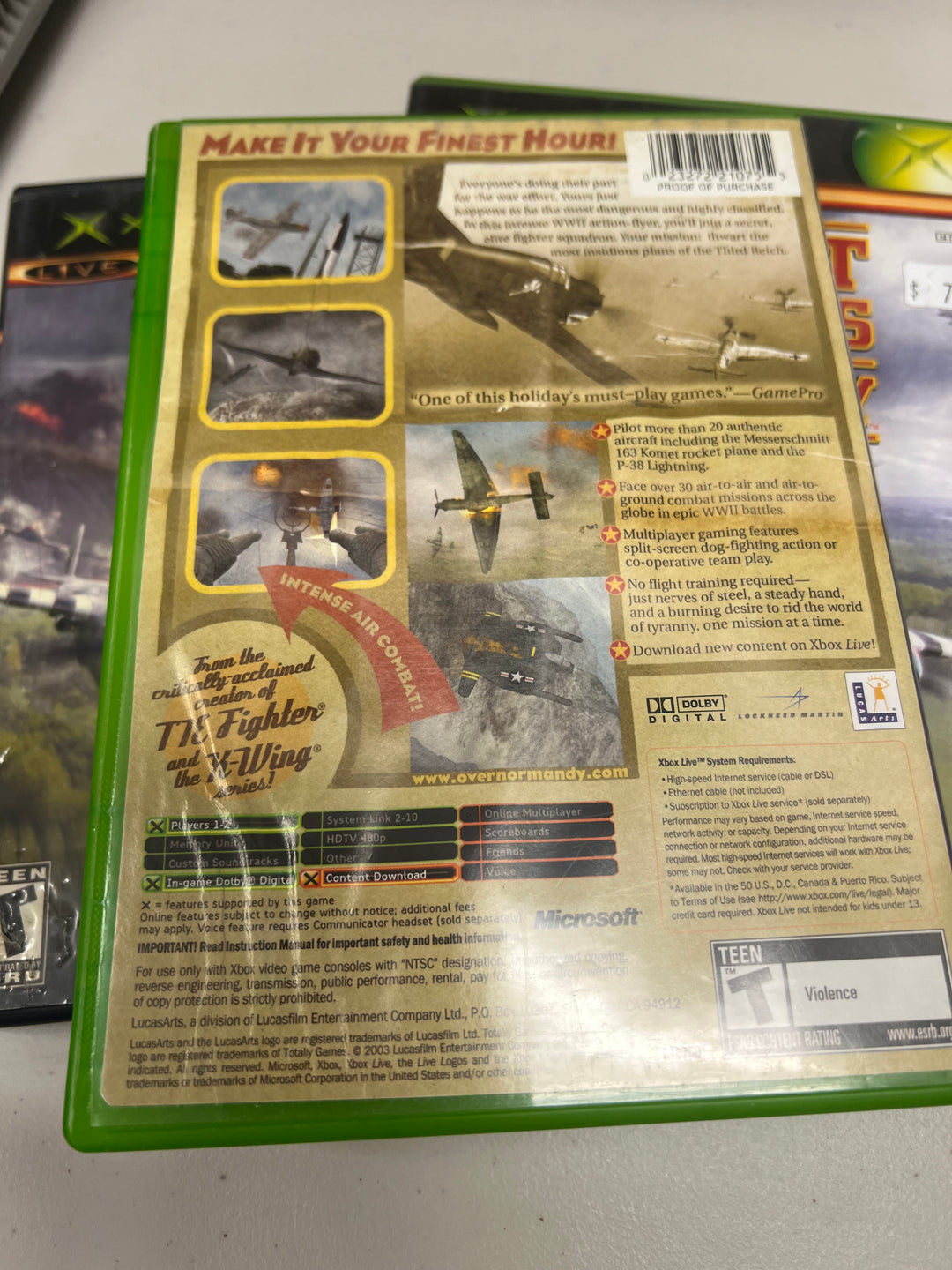 Secret Weapons Over Normandy for Original Microsoft Xbox in case. Tested and Working.     DO61124