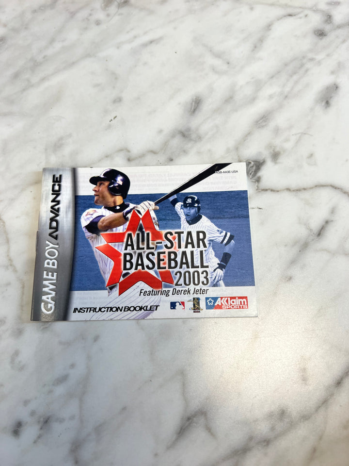 All Star Baseball 2003 Gameboy Advance GBA MANUAL ONLY MO92424