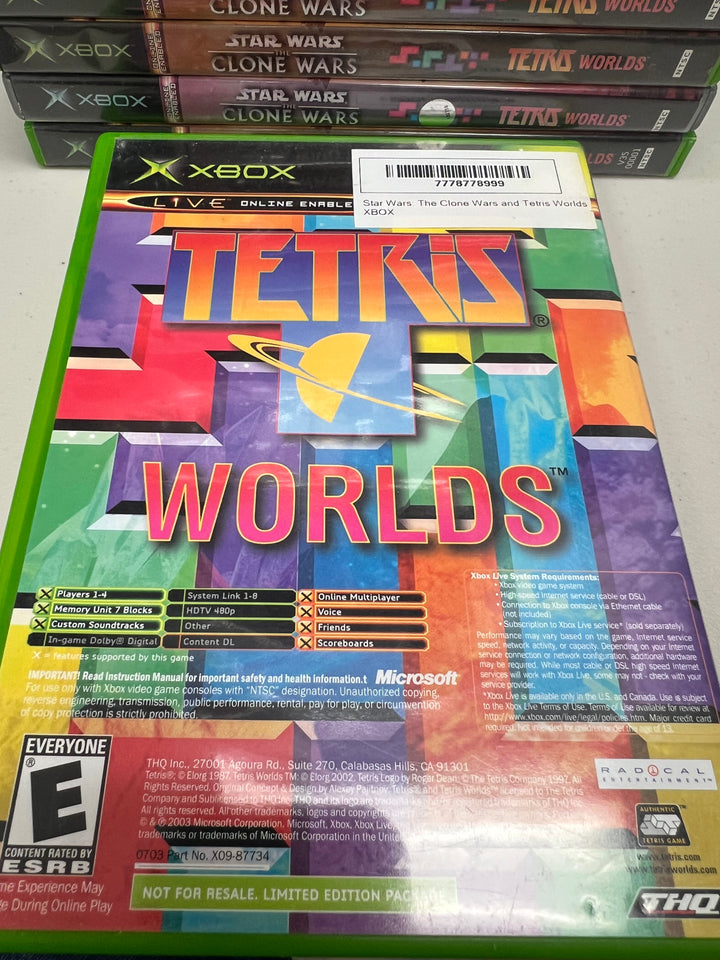 Star Wars Clone Wars Tetris Worlds Combo Pack for Original Microsoft Xbox in case. Tested and Working.     DO61124