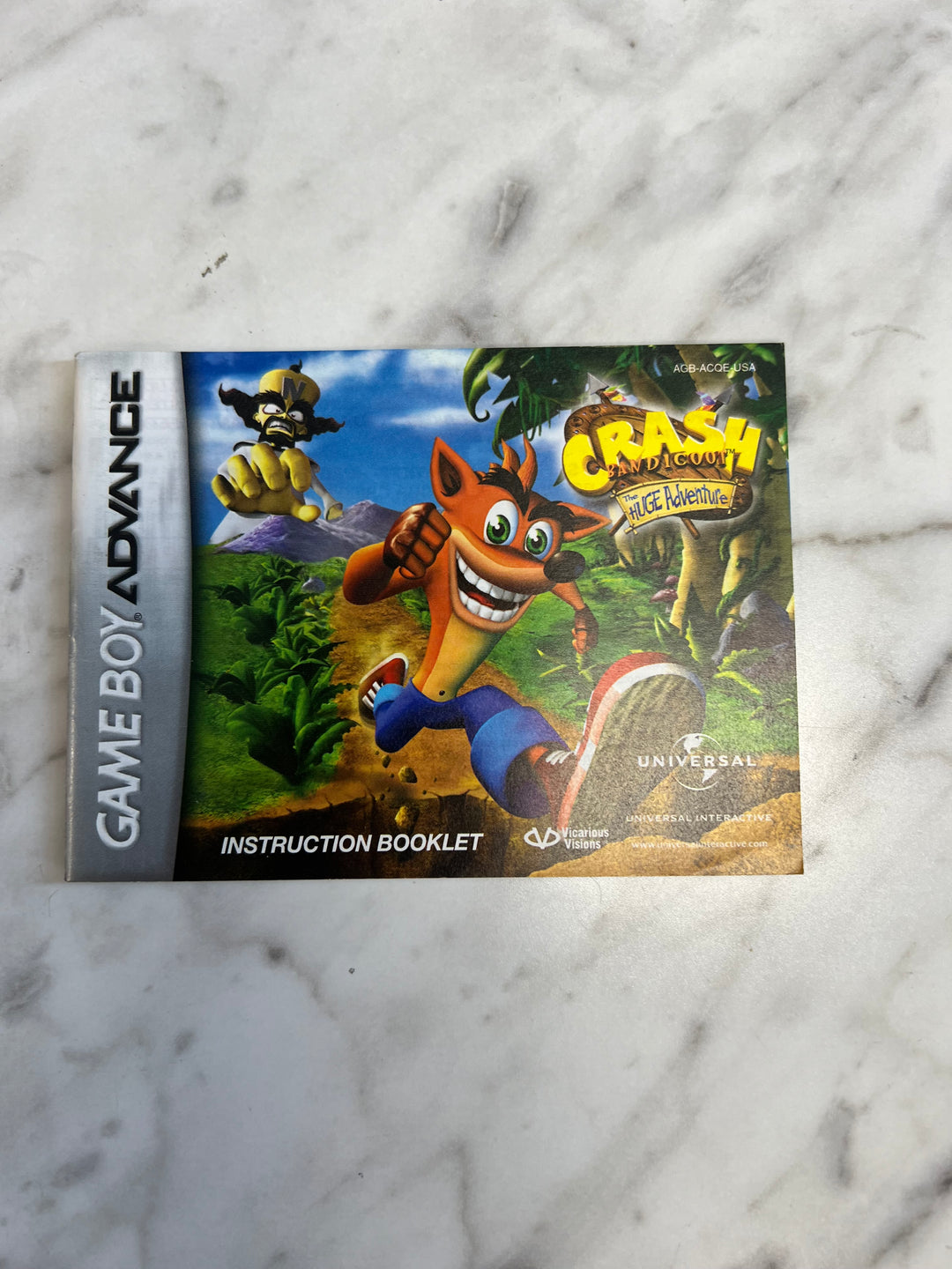 Crash Bandicoot the Huge Adventure Gameboy Advance GBA MANUAL ONLY MO92424
