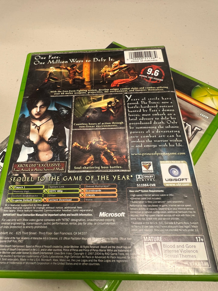 Prince of Persia Warrior Within for Original Microsoft Xbox in case. Tested and Working.     DO61124