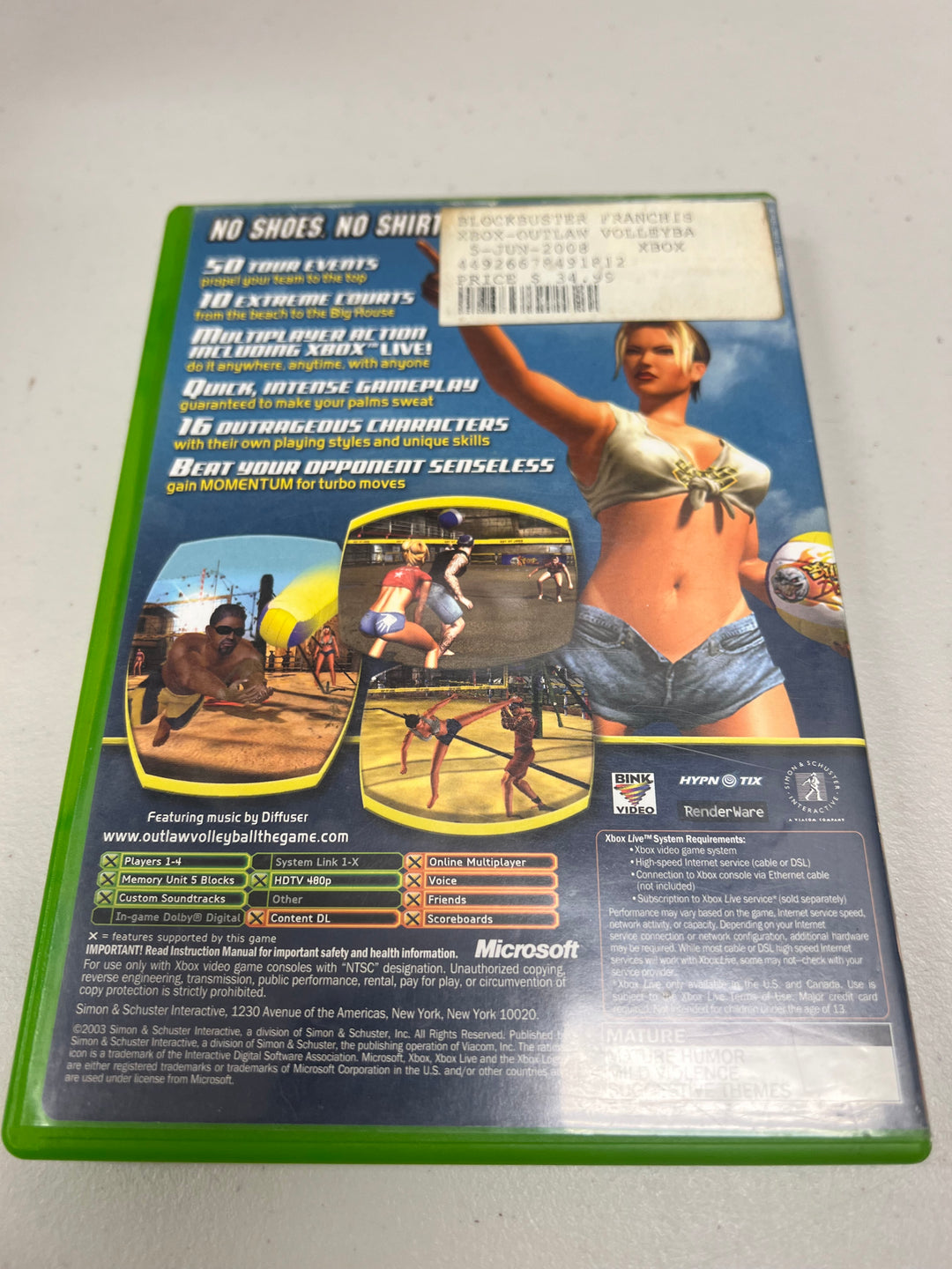 Outlaw Volleyball for Original Microsoft Xbox in case. Tested and Working.     DO61124