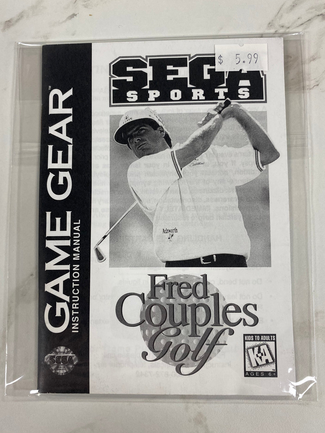 Fred Couples Golf - Manual ONLY Sega Game Gear MO61726