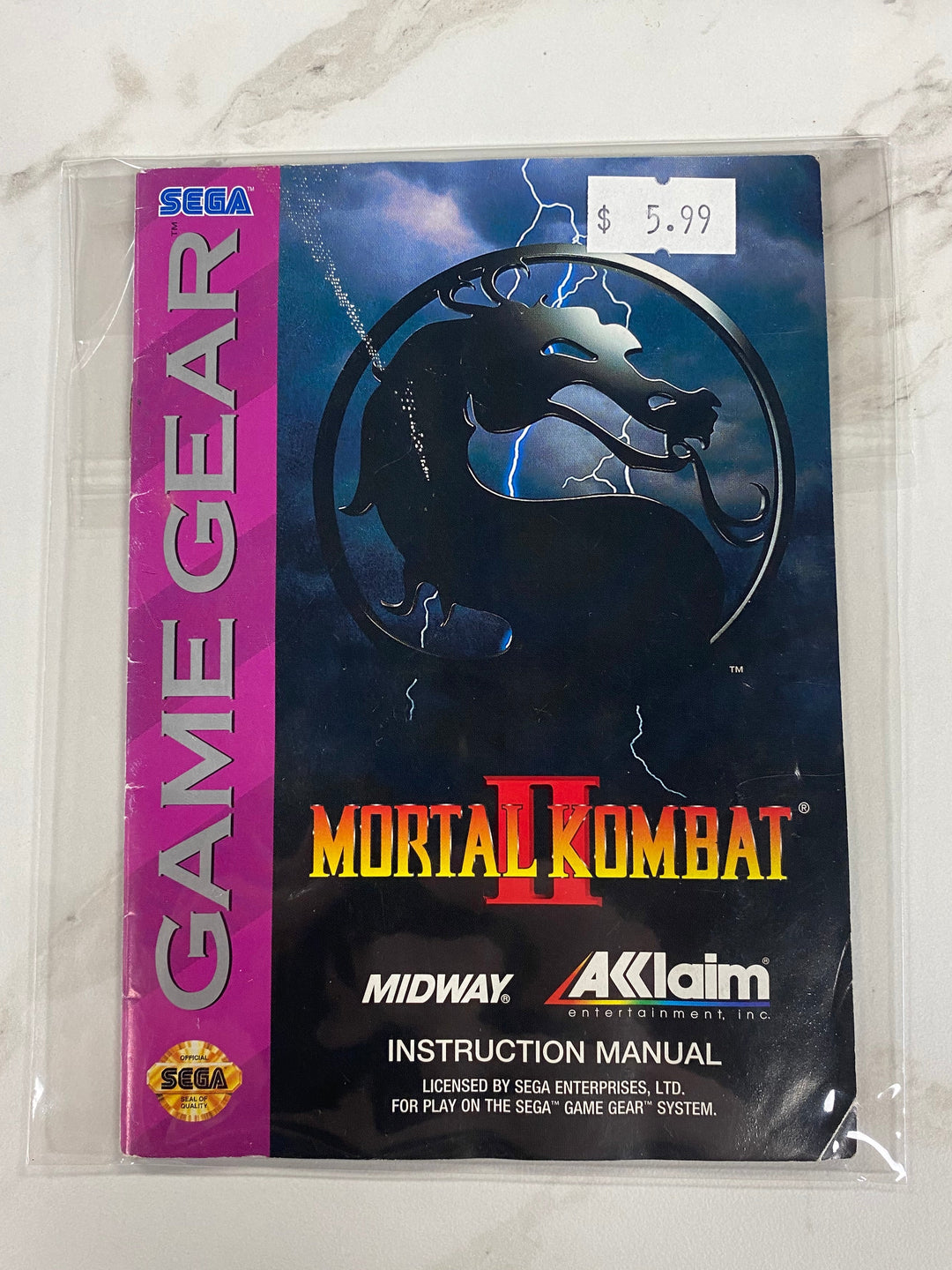 Mortal Kombat II (2) - Manual ONLY Sega Game Gear MO61726