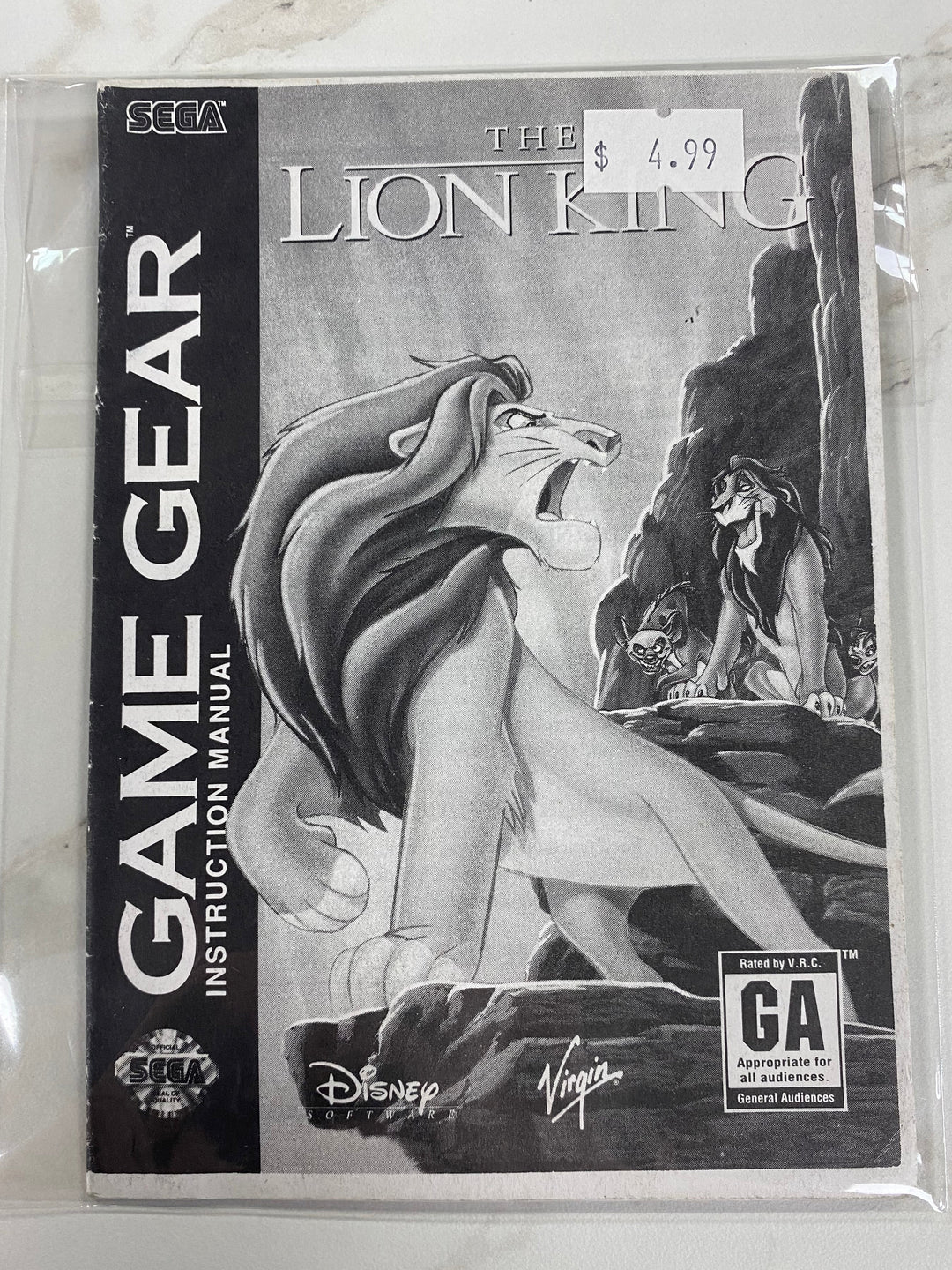 The Lion King  - Manual ONLY Sega Game Gear MO61726